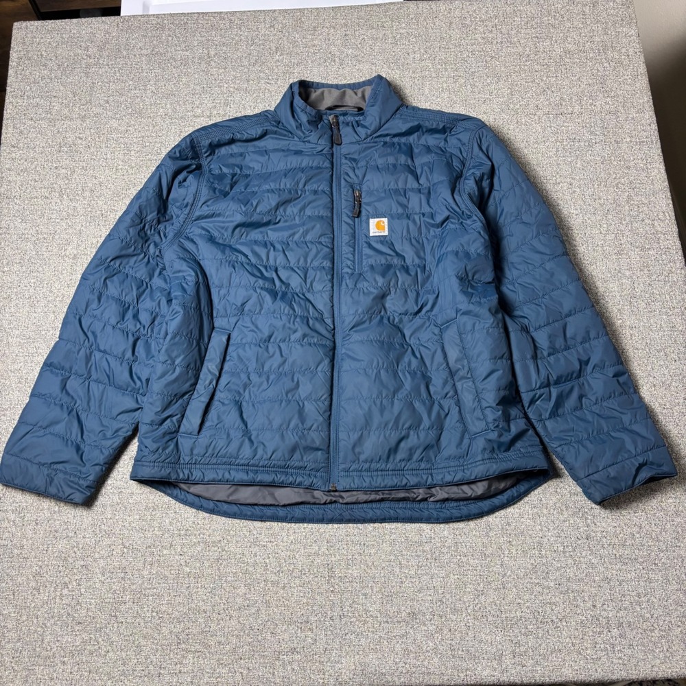 Carhartt Jacket Mens XL Relaxed Fit Blue Rain Defender Puffer Utility OJ2208-M
